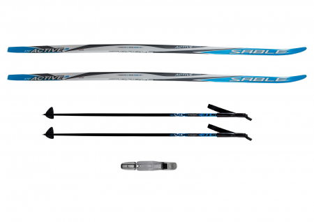 Лыжный комплект - лыжи пластиковые, палки, крепления SNS WD RE автомат